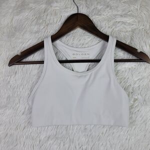 Aritzia Women's Golden Power Sculpt Reach White Sports Bra Size S Athletic Gym
